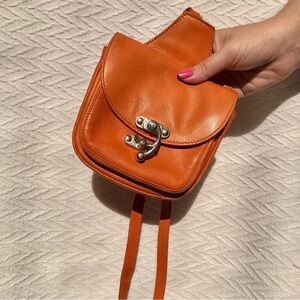 Orange mini crossbody genuine leather bag